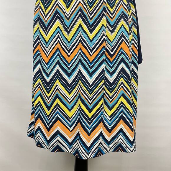 Apt. 9 | NWT Colorful Chevron Print Halter Neck Faux Wrap Stretch Knit Dress - Picture 4 of 10
